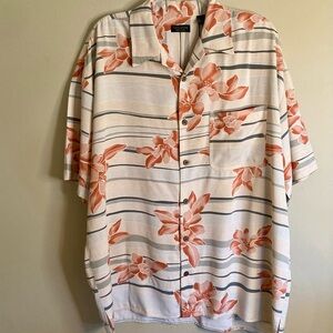 Cellinni Vintage Silk Hawaiian Shirt Short Sleeves Chest Pocket Textured Size XL